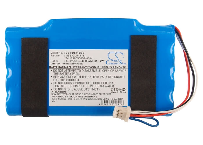 14.8V, 4400mAh, Li-ion Battery fits Fukuda, Denshi Ds 7100 Dynascope Bedsi, Denshi Ds7100, 65.12Wh