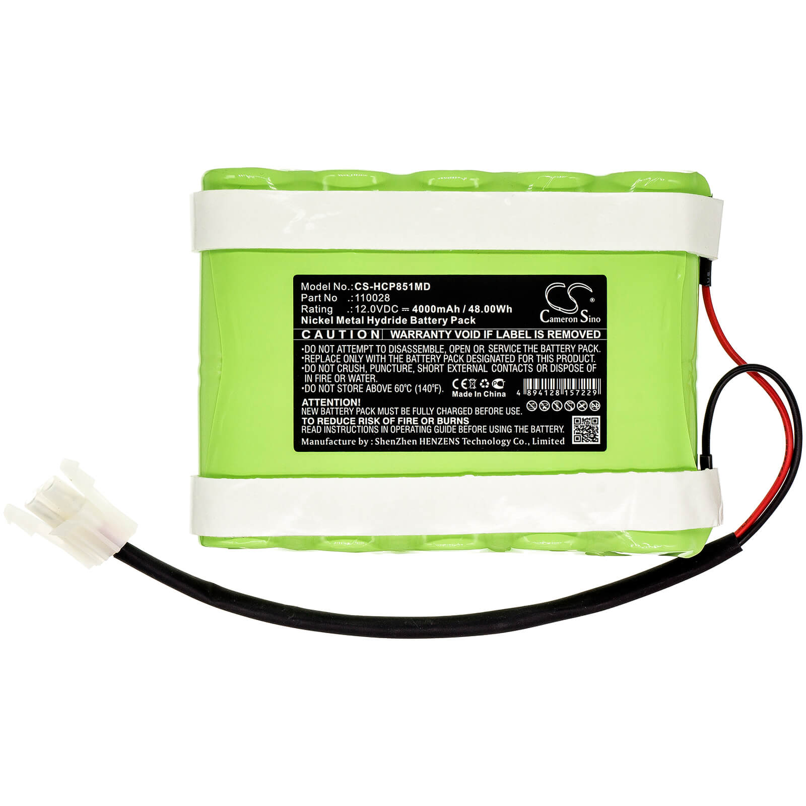 12.0V, 4000mAh, Ni-MH Battery fits Hellige, Defi Scp851, Defi Scp852, 48Wh