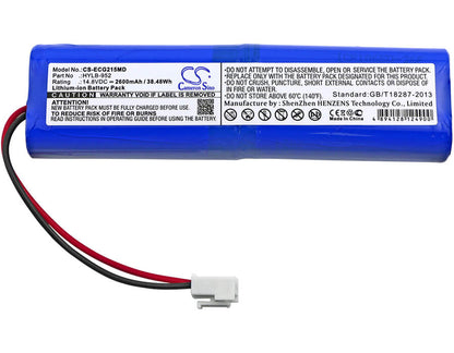 14.8V, 2600mAh, Li-ion Battery fits Biocare, Ecg-1215, 38.48Wh