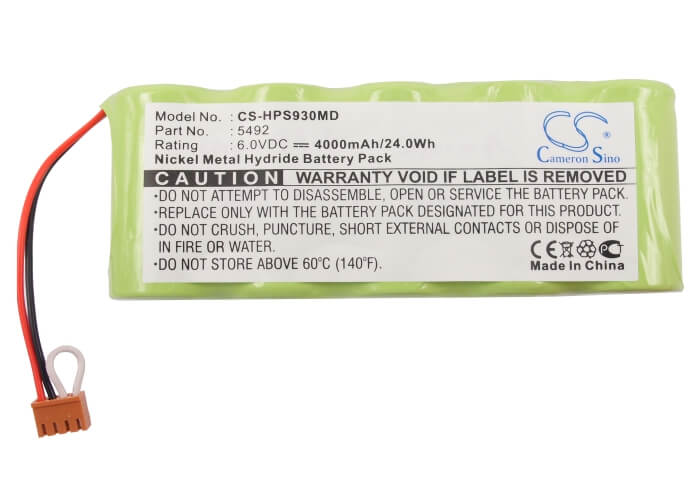 6.0V, 4000mAh, Ni-MH Battery fits Respironics, 900s-10, 930 Oximeter, 24Wh