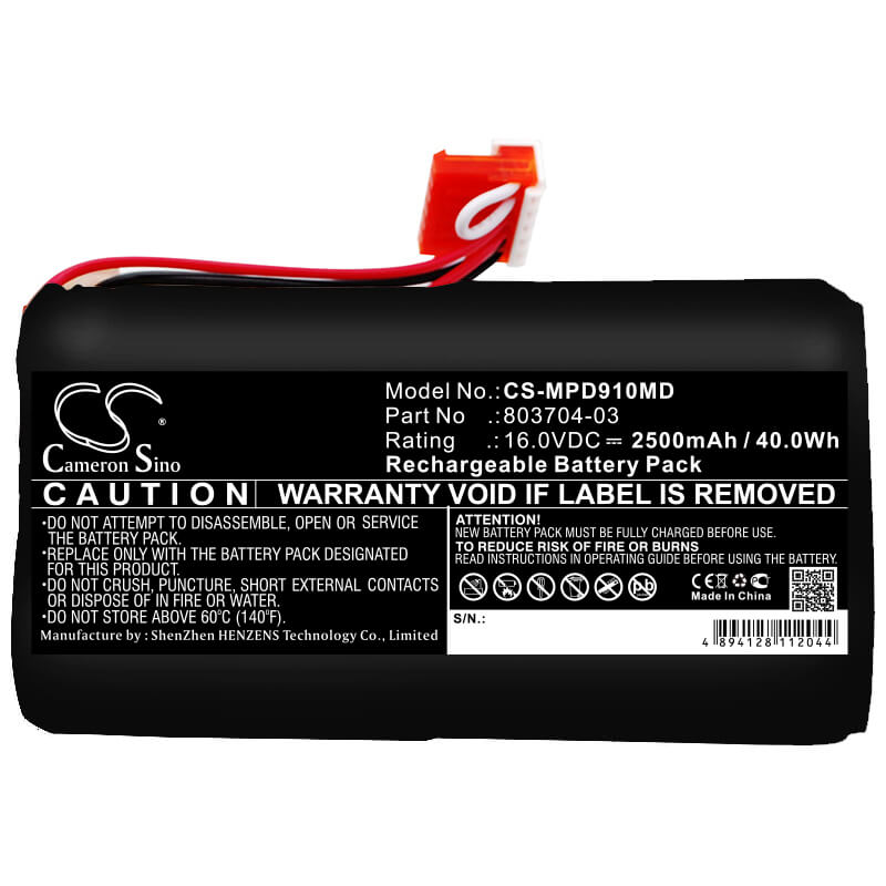 16.0V, 2500mAh, Sealed Lead Acid Battery fits Physio-control, Defibrillator Lifepak 9, Defibrillator Lifepak 9a, 40Wh