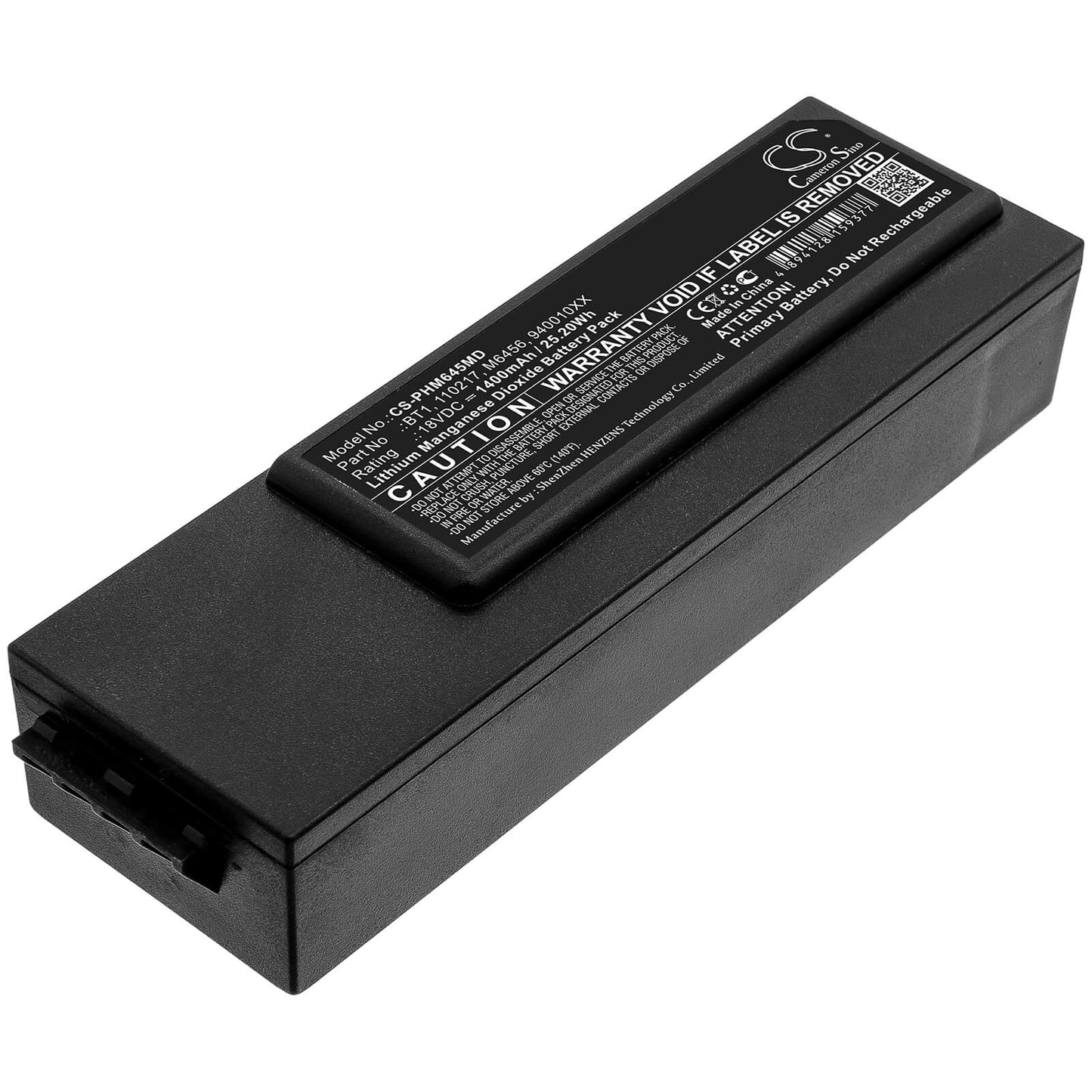 18V, 1400mAh, Li-MnO2 Battery fits Philips, Defibrillator Forerunner 1 Fr1, Defibrillator Halbautomat Fore, 25.2Wh