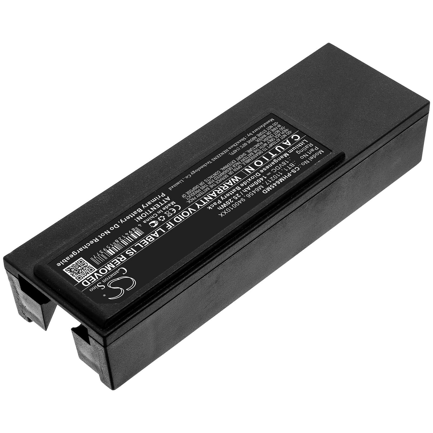 18V, 1400mAh, Li-MnO2 Battery fits Philips, Defibrillator Forerunner 1 Fr1, Defibrillator Halbautomat Fore, 25.2Wh