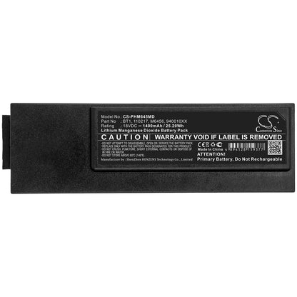 18V, 1400mAh, Li-MnO2 Battery fits Philips, Defibrillator Forerunner 1 Fr1, Defibrillator Halbautomat Fore, 25.2Wh