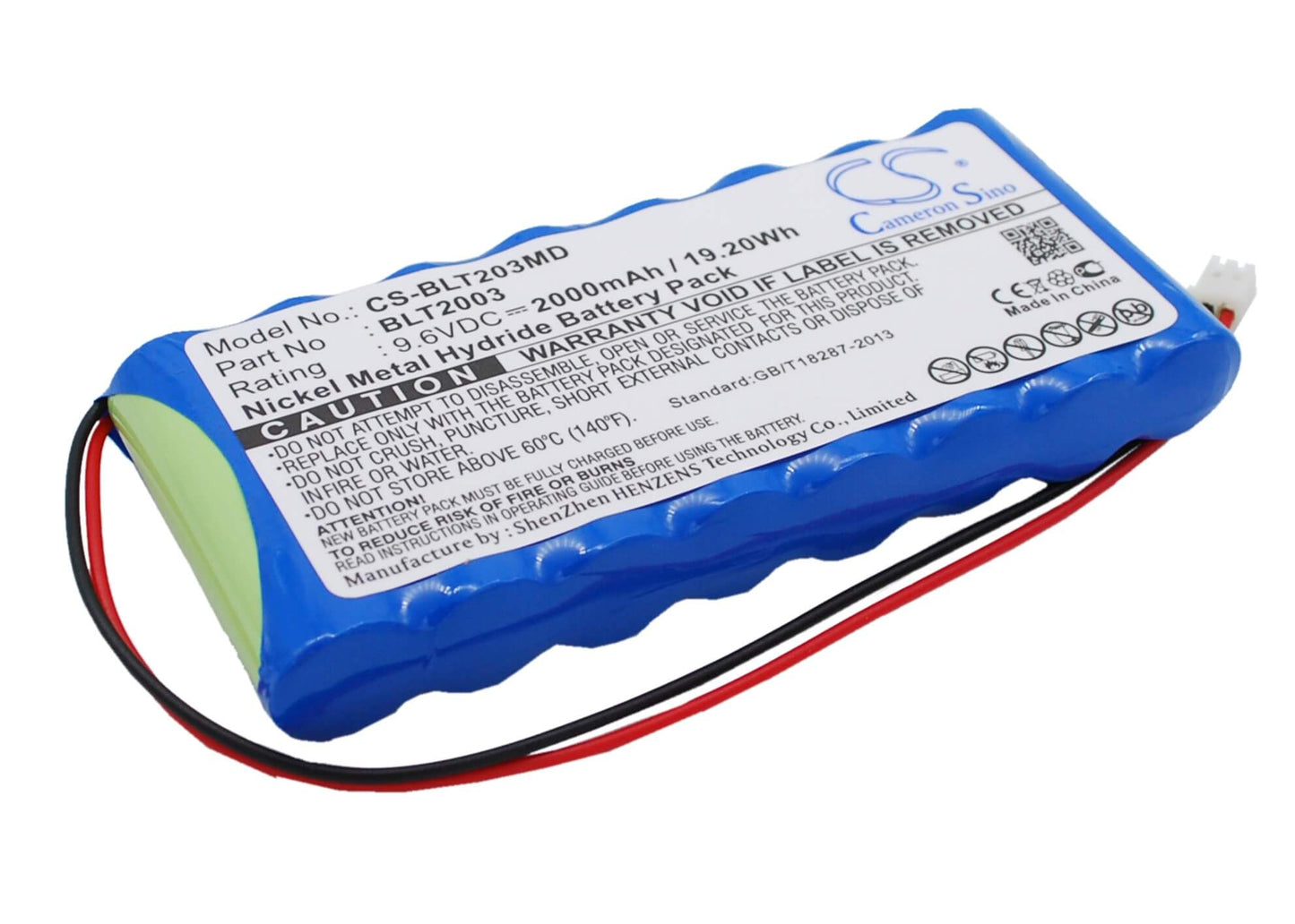9.6V, 2000mAh, Ni-MH Battery fits Biolat, Blt2003, Blt2003 Ecg Ekg, 19.2Wh