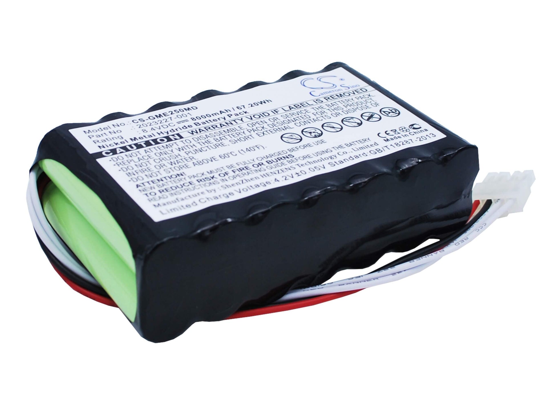 8.4V, 8000mAh, Ni-MH Battery fits Hellige, Marquette Md 2500, Monitor Dash 2500, 67.2Wh