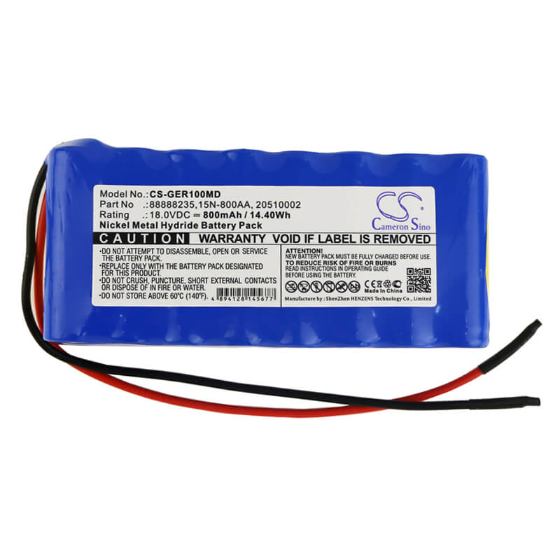 18.0V, 800mAh, Ni-MH Battery fits Ge, Responder 1000, Responder 1100, 14.4Wh