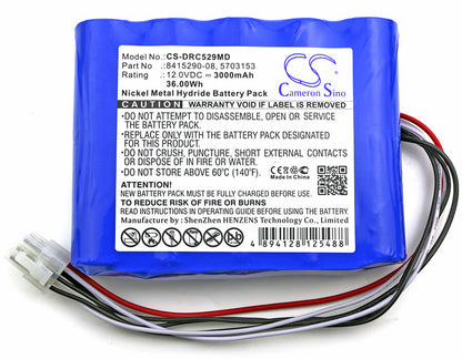 12.0V, 3000mAh, Ni-MH Battery fits Drager, Carina, Carina Niv Ventilator, 36Wh
