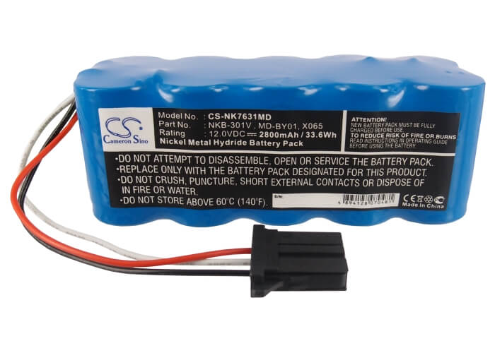 12.0V, 2800mAh, Ni-MH Battery fits Nihon Kohden, Ecg-1350, Ecg-1350a, 33.6Wh