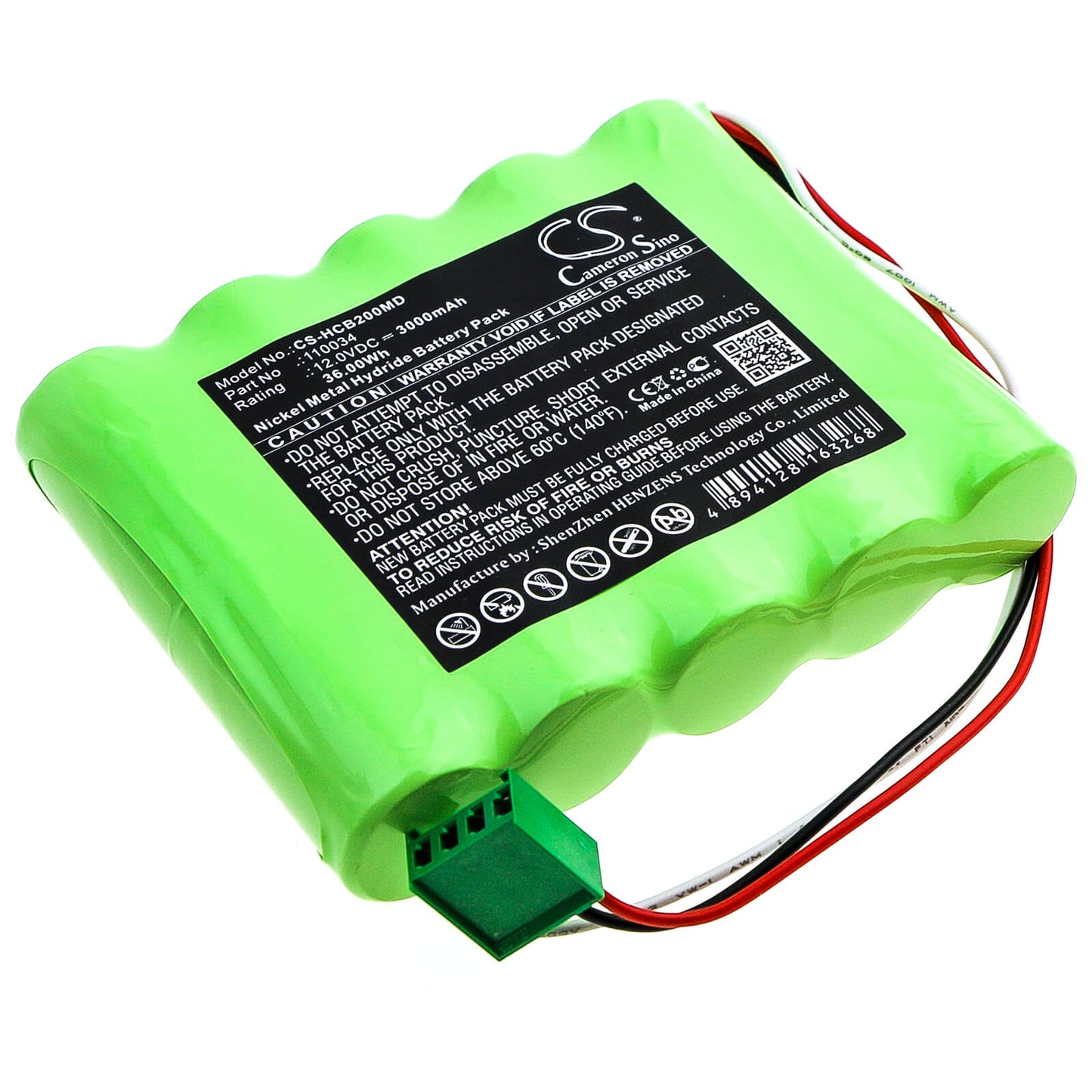 12.0V, 3000mAh, Ni-MH Battery fits Hellige, Scb2 Scope, 36Wh