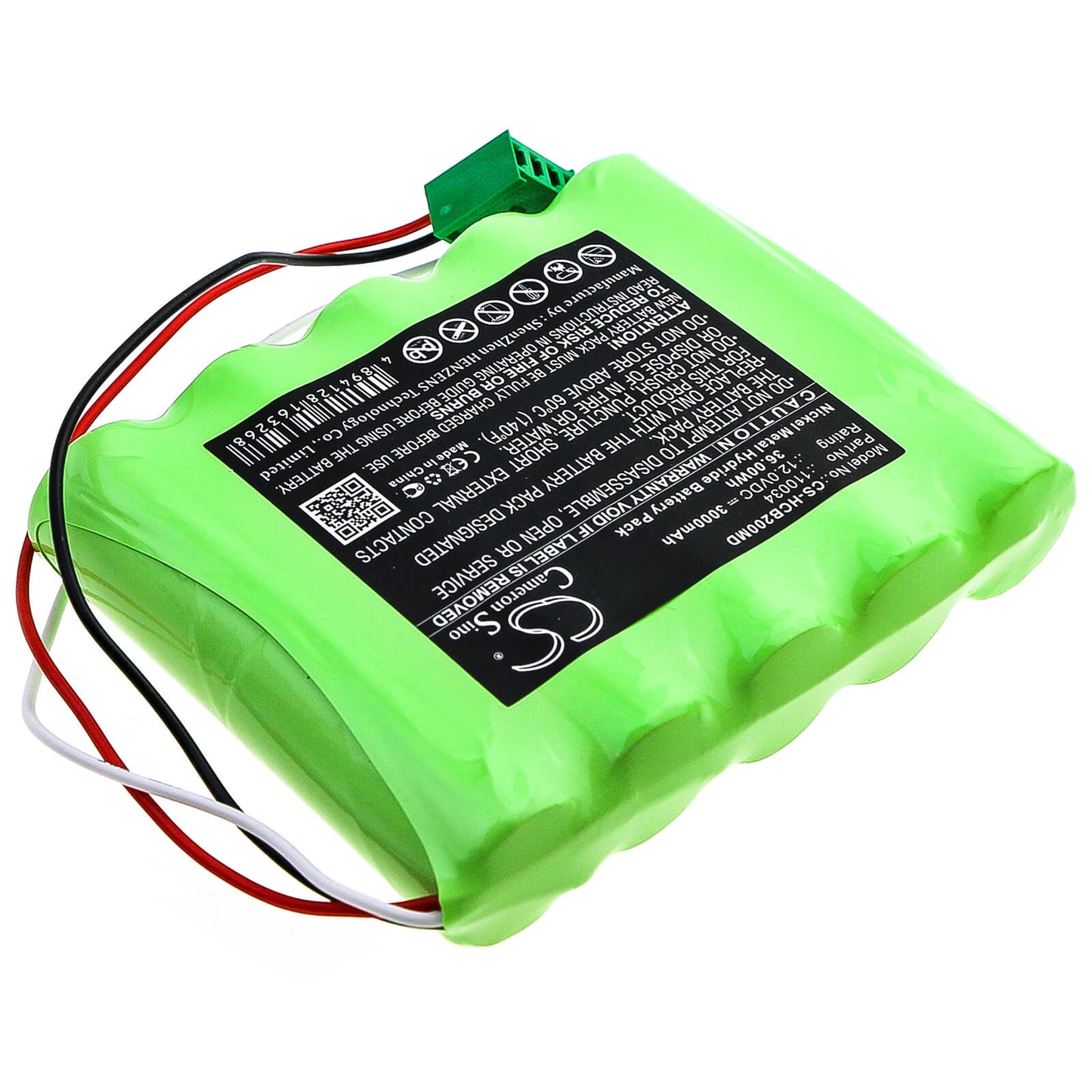 12.0V, 3000mAh, Ni-MH Battery fits Hellige, Scb2 Scope, 36Wh