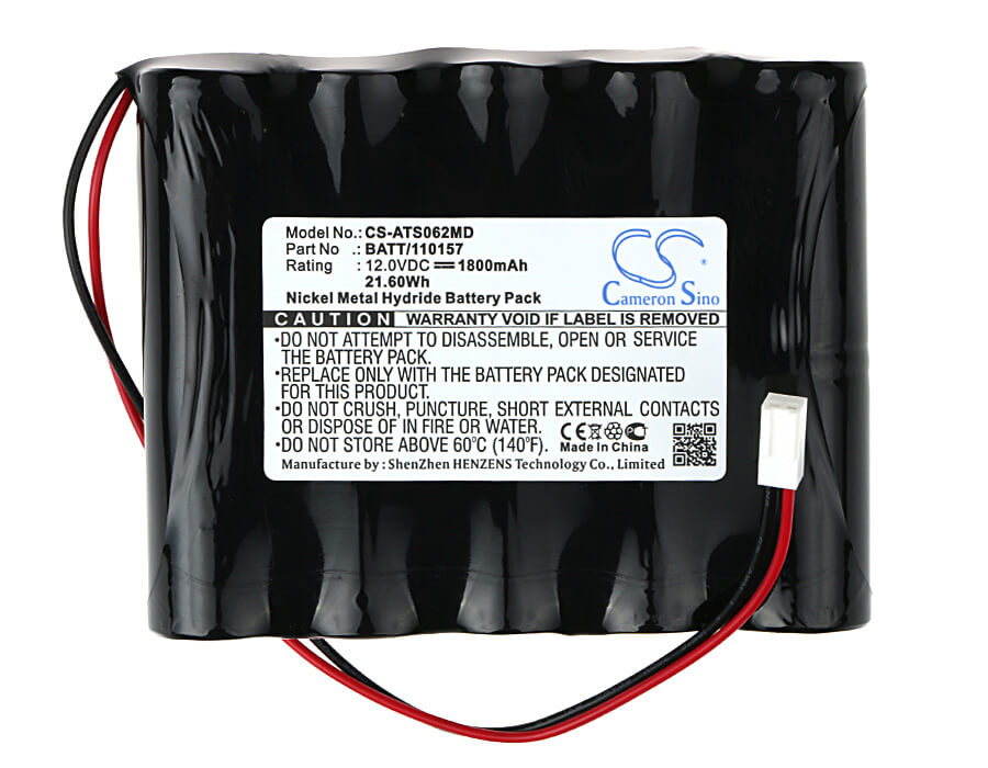 12.0V, 1800mAh, Ni-MH Battery fits Atmos, Aspirateur Mucosite Atmolit16n, Atmolit N, 21.6Wh