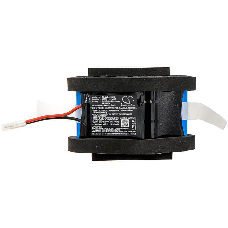 6.4V, 6000mAh, Li-ion Battery fits Welch-allyn, 4200b-e1, 420tb-e1, 38.4Wh