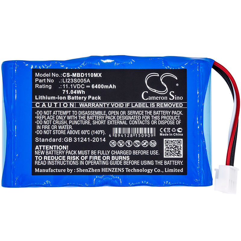 11.1V, 6400mAh, Li-ion Battery fits Mindray, Umec10, 71.04Wh