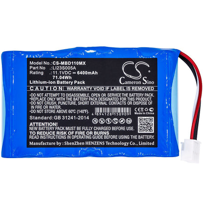 11.1V, 6400mAh, Li-ion Battery fits Mindray, Umec10, 71.04Wh