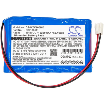 10.8V, 5200mAh, Li-ion Battery fits Mekics, Mtv 1000, 56.16Wh