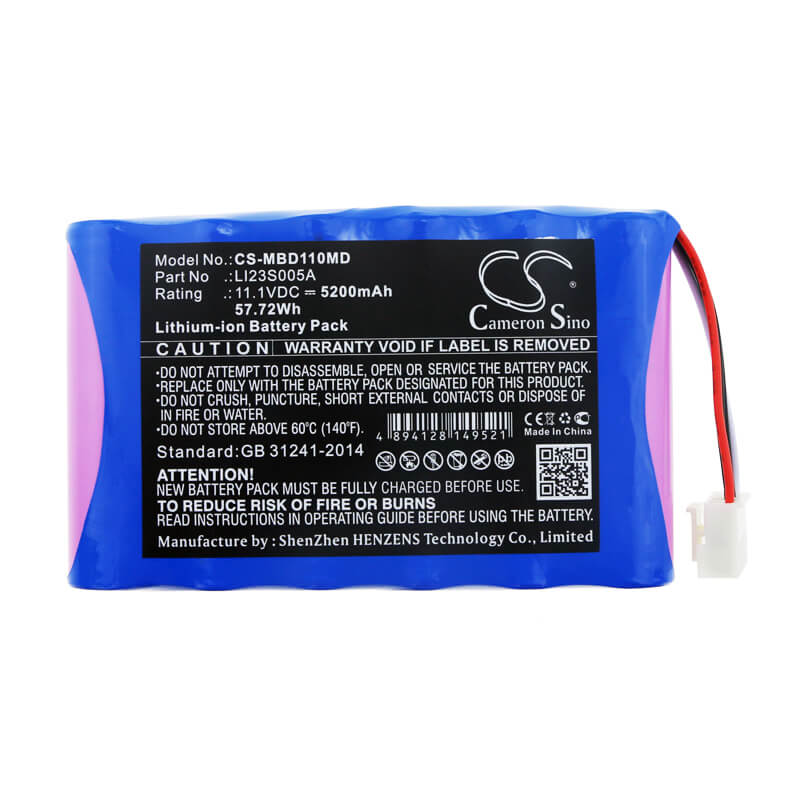 11.1V, 5200mAh, Li-ion Battery fits Mindray, Umec10, 57.72Wh