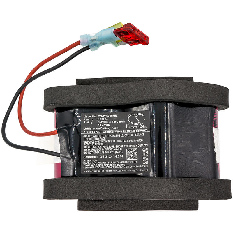 6.4V, 6000mAh, Li-ion Battery fits Welch-allyn, Cp100, Cp1oo, 38.4Wh