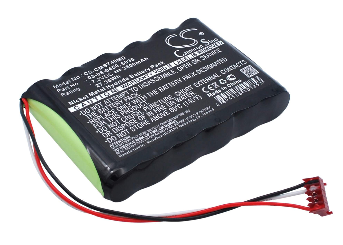 7.2V, 3800mAh, Ni-MH Battery fits Casmed, 740, 750, 27.36Wh