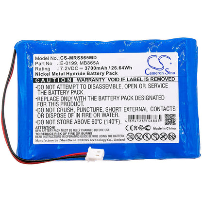 7.2V, 3700mAh, Ni-MH Battery fits Mir, Spirolab Spirometer Ii, Spirolab Spirometer Iii, 26.64Wh