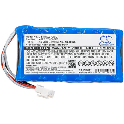 7.2V, 2500mAh, Ni-MH Battery fits Nihon Kohden, Olg-2800, Olg-2800 Monitor, 18Wh