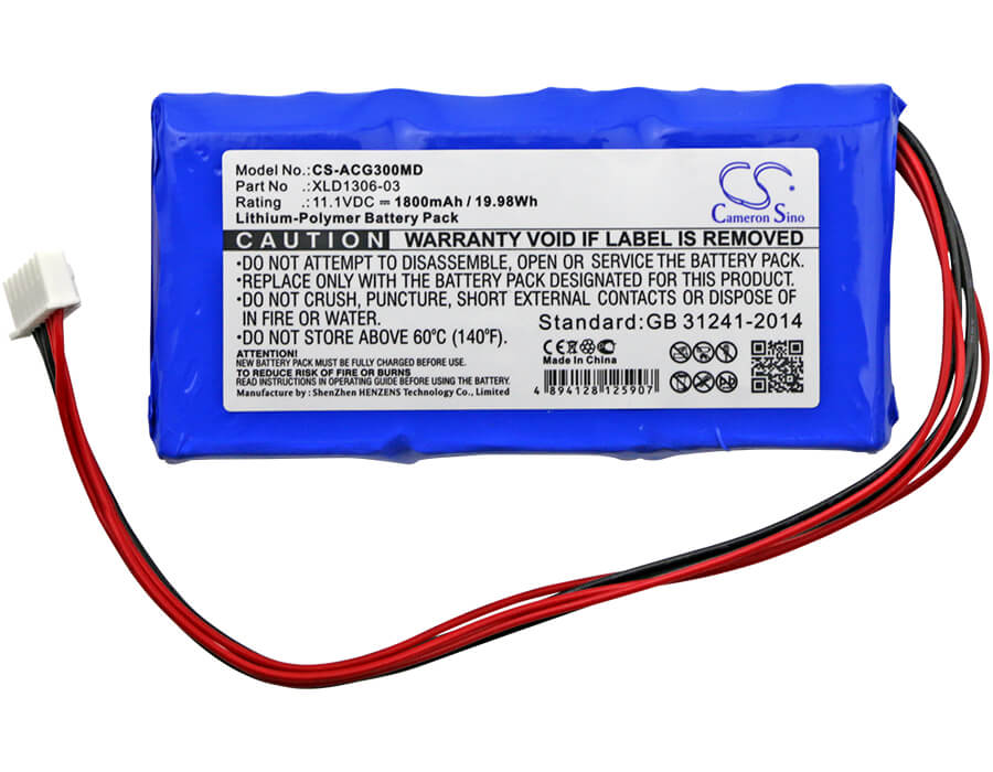 11.1V, 1800mAh, Li-Polymer Battery fits Aricon, Ecg-3b, Ecg-3d, 19.98Wh