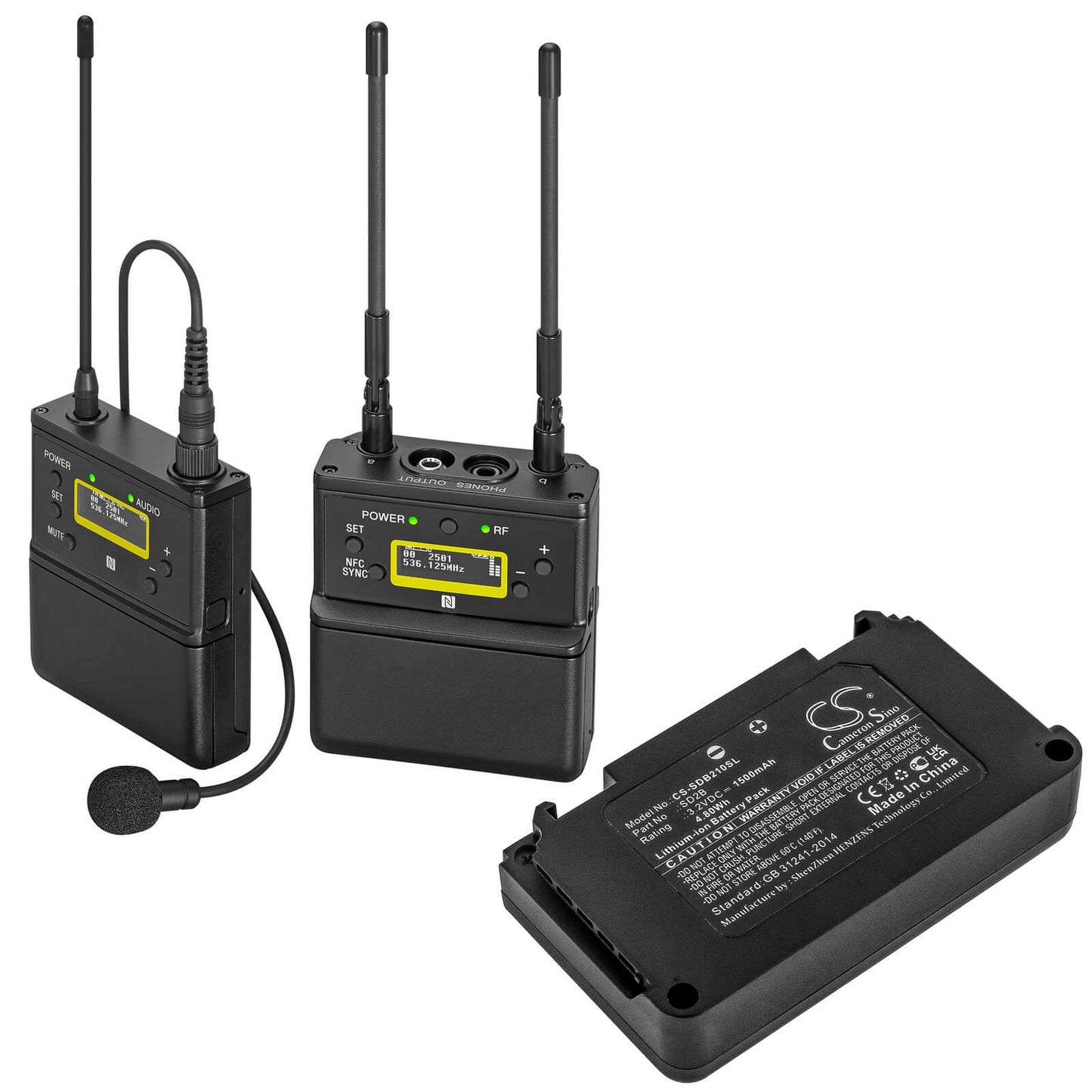 3.2V, 1500mAh, Li-ion Battery fits Sony, Mamen Md2, Uwp-d21, 4.8Wh