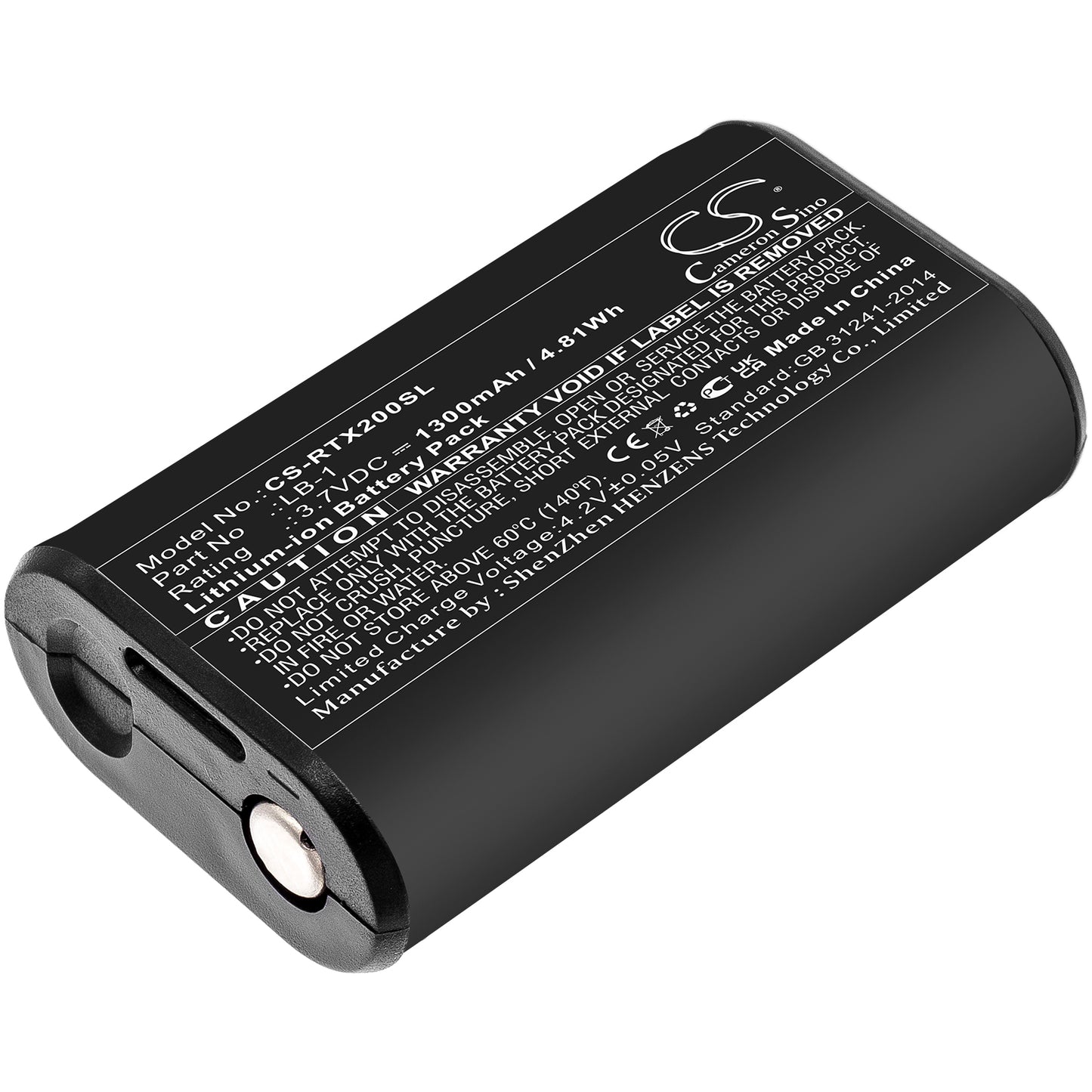 3.7V, 1300mAh, Li-ion Battery fits Rode, Performer Tx-m2, Videomic Pro+, 4.81Wh