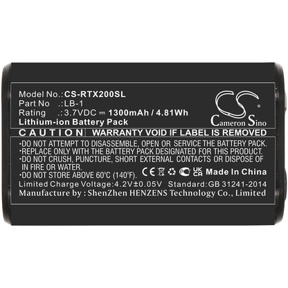 3.7V, 1300mAh, Li-ion Battery fits Rode, Performer Tx-m2, Videomic Pro+, 4.81Wh