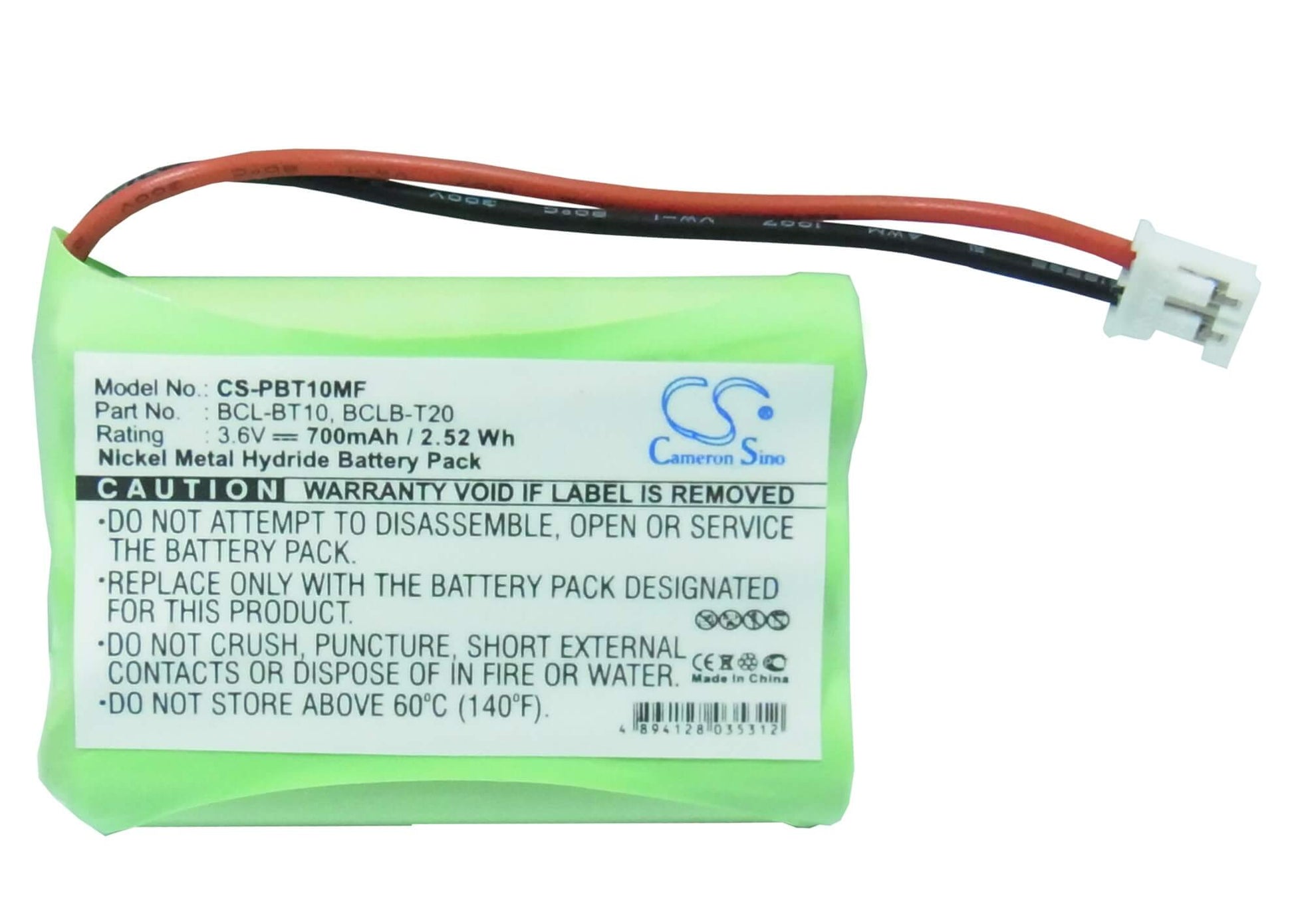 3.6V, 700mAh, Ni-MH Battery fits Mobilteil, Bcl-d20, 2.52Wh