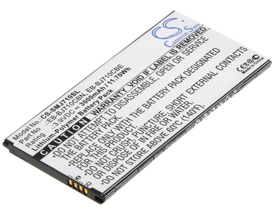 3.9V, 3000mAh, Li-Polymer Battery fits Samsung, Galaxy J7 2016, Galaxy J7 6 Duos Td-lte, 11.7Wh