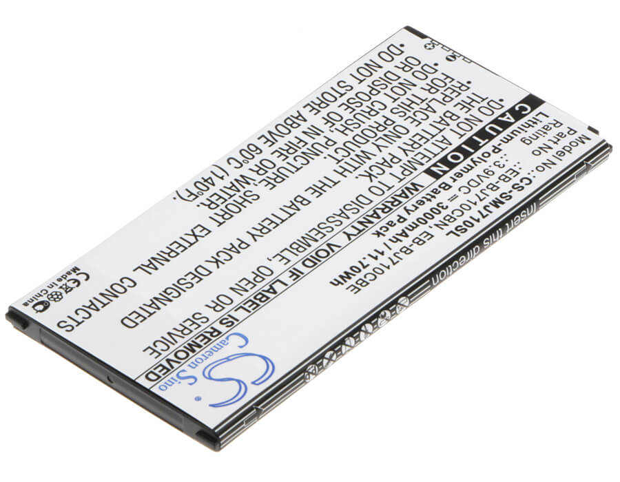 3.9V, 3000mAh, Li-Polymer Battery fits Samsung, Galaxy J7 2016, Galaxy J7 6 Duos Td-lte, 11.7Wh