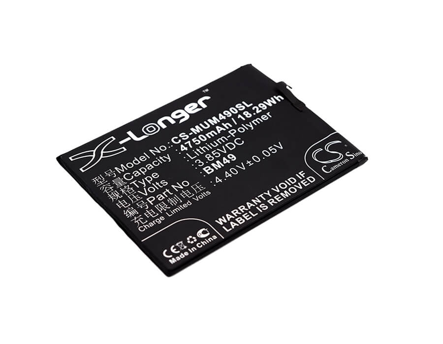 CS-MUM490SL, Mobile, Smartphone 3.85V, 4750mAh, Li-Polymer Battery fits Xiaomi, 2016001, 2016002, 18.2875Wh