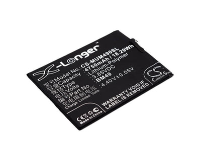 CS-MUM490SL, Mobile, Smartphone 3.85V, 4750mAh, Li-Polymer Battery fits Xiaomi, 2016001, 2016002, 18.2875Wh