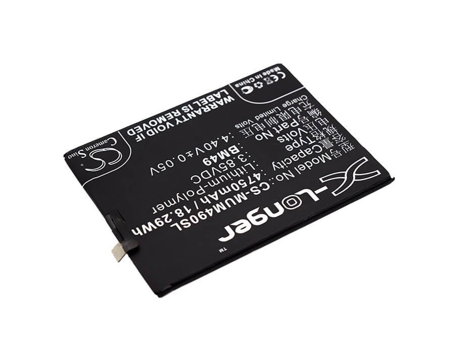 CS-MUM490SL, Mobile, Smartphone 3.85V, 4750mAh, Li-Polymer Battery fits Xiaomi, 2016001, 2016002, 18.2875Wh