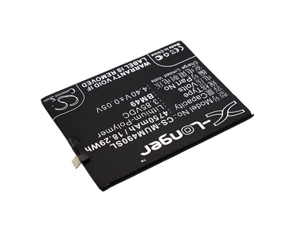 CS-MUM490SL, Mobile, Smartphone 3.85V, 4750mAh, Li-Polymer Battery fits Xiaomi, 2016001, 2016002, 18.2875Wh