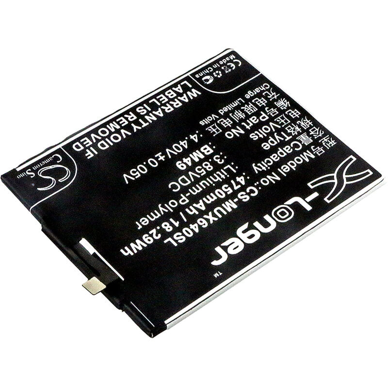 CS-MUX640SL, Mobile, Smartphone 3.85V, 4750mAh, Li-Polymer Battery fits Xiaomi, 2016001, 2016002, 18.2875Wh