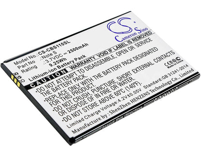 3.7V, 2500mAh, Li-ion Battery fits Cubot, Note S, 9.25Wh