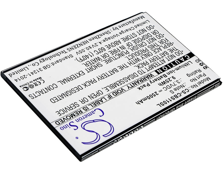 3.7V, 2500mAh, Li-ion Battery fits Cubot, Note S, 9.25Wh