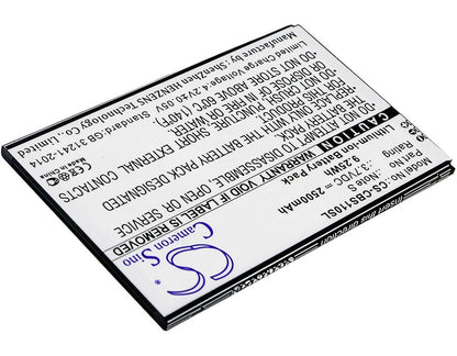 3.7V, 2500mAh, Li-ion Battery fits Cubot, Note S, 9.25Wh