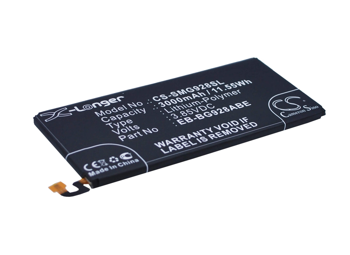 3.85V, 3000mAh, Li-Polymer Battery fits Samsung, Galaxy S6 Edge Dual Sim, Galaxy S6 Edge Plus, 11.55Wh
