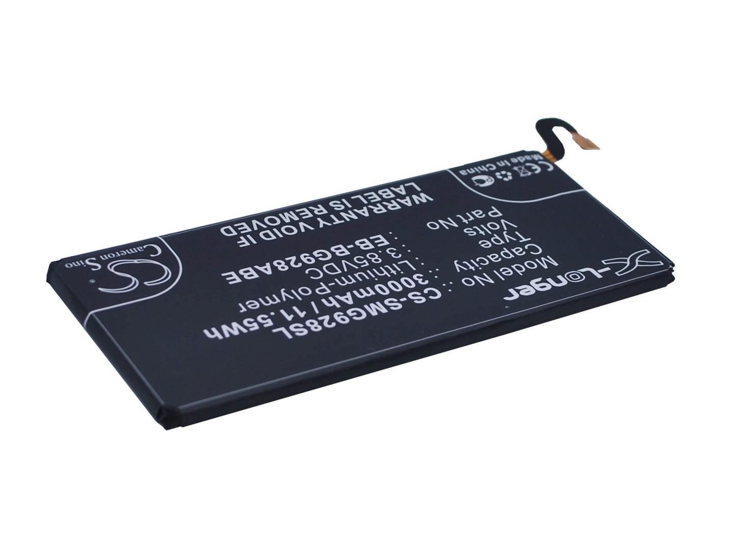 3.85V, 3000mAh, Li-Polymer Battery fits Samsung, Galaxy S6 Edge Dual Sim, Galaxy S6 Edge Plus, 11.55Wh