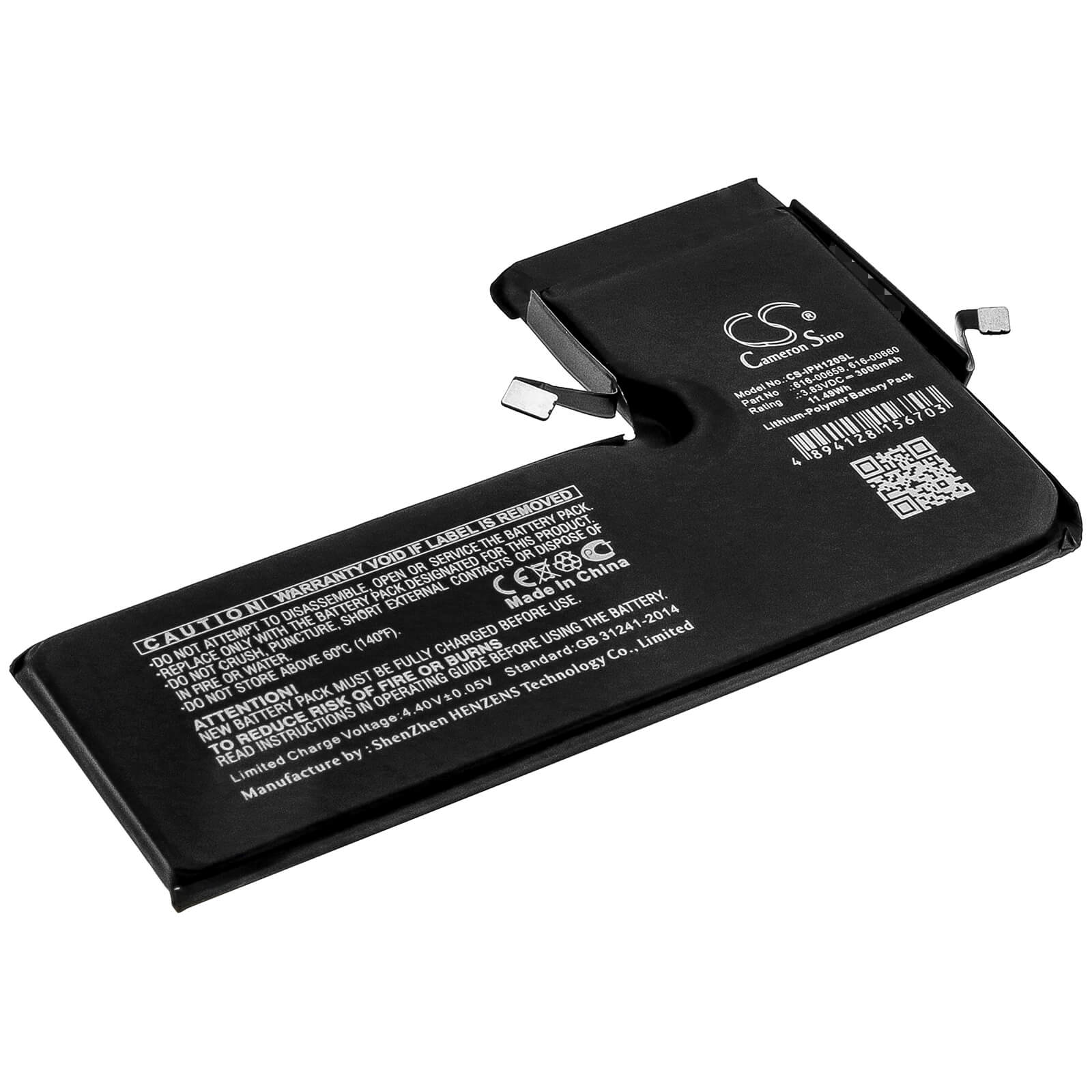 3.83V, 3000mAh, Li-Polymer Battery fits Apple, A2160, A2215, 11.49Wh