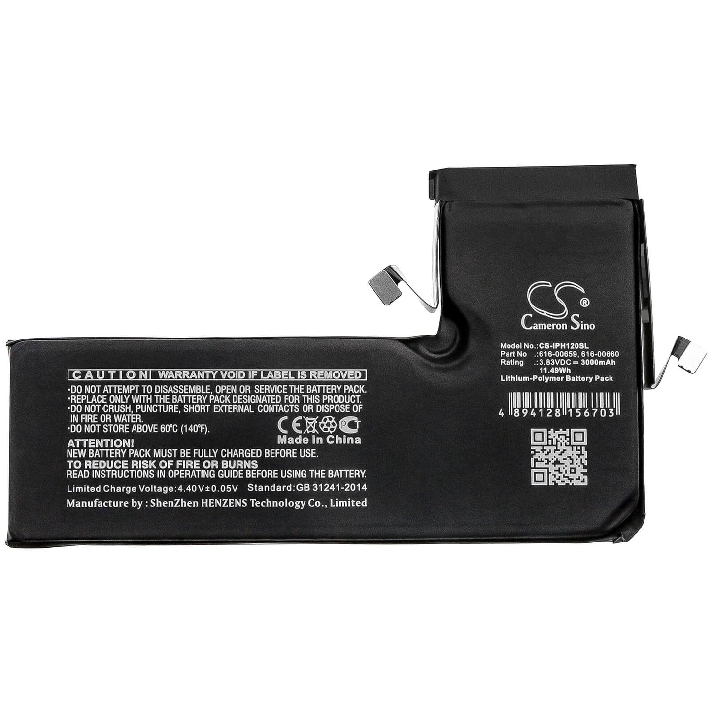 3.83V, 3000mAh, Li-Polymer Battery fits Apple, A2160, A2215, 11.49Wh