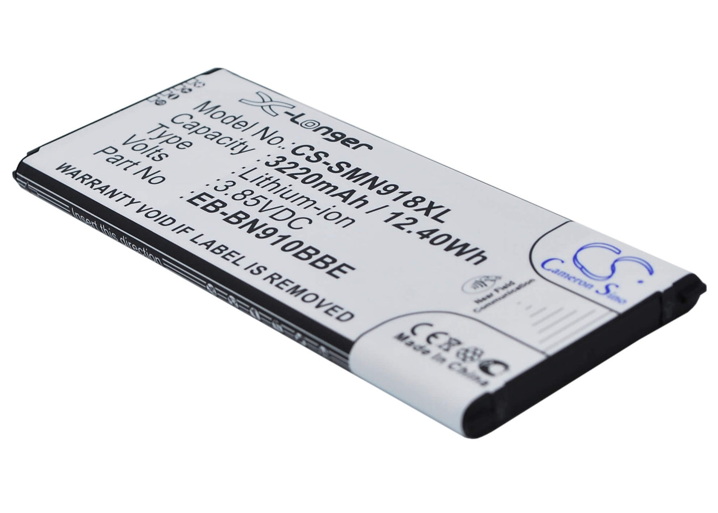 CS-SMN918XL, Mobile, Smartphone 3.85V, 3220mAh, Li-ion Battery fits Samsung, Galaxy Note 4, Sm-n910a, 12.397Wh