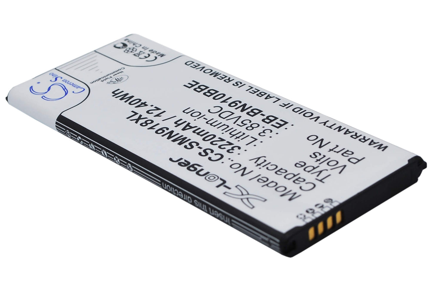 CS-SMN918XL, Mobile, Smartphone 3.85V, 3220mAh, Li-ion Battery fits Samsung, Galaxy Note 4, Sm-n910a, 12.397Wh