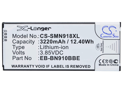 CS-SMN918XL, Mobile, Smartphone 3.85V, 3220mAh, Li-ion Battery fits Samsung, Galaxy Note 4, Sm-n910a, 12.397Wh