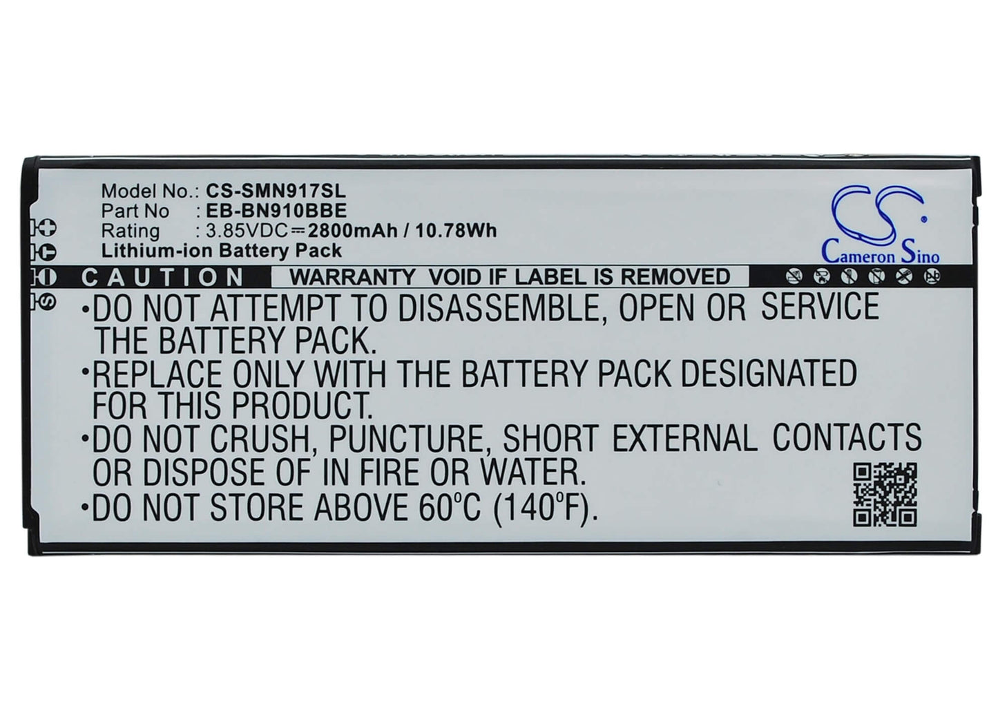 3.85V, 2800mAh, Li-ion Battery fits Samsung, Galaxy Note 4, Sm-n910a, 10.78Wh