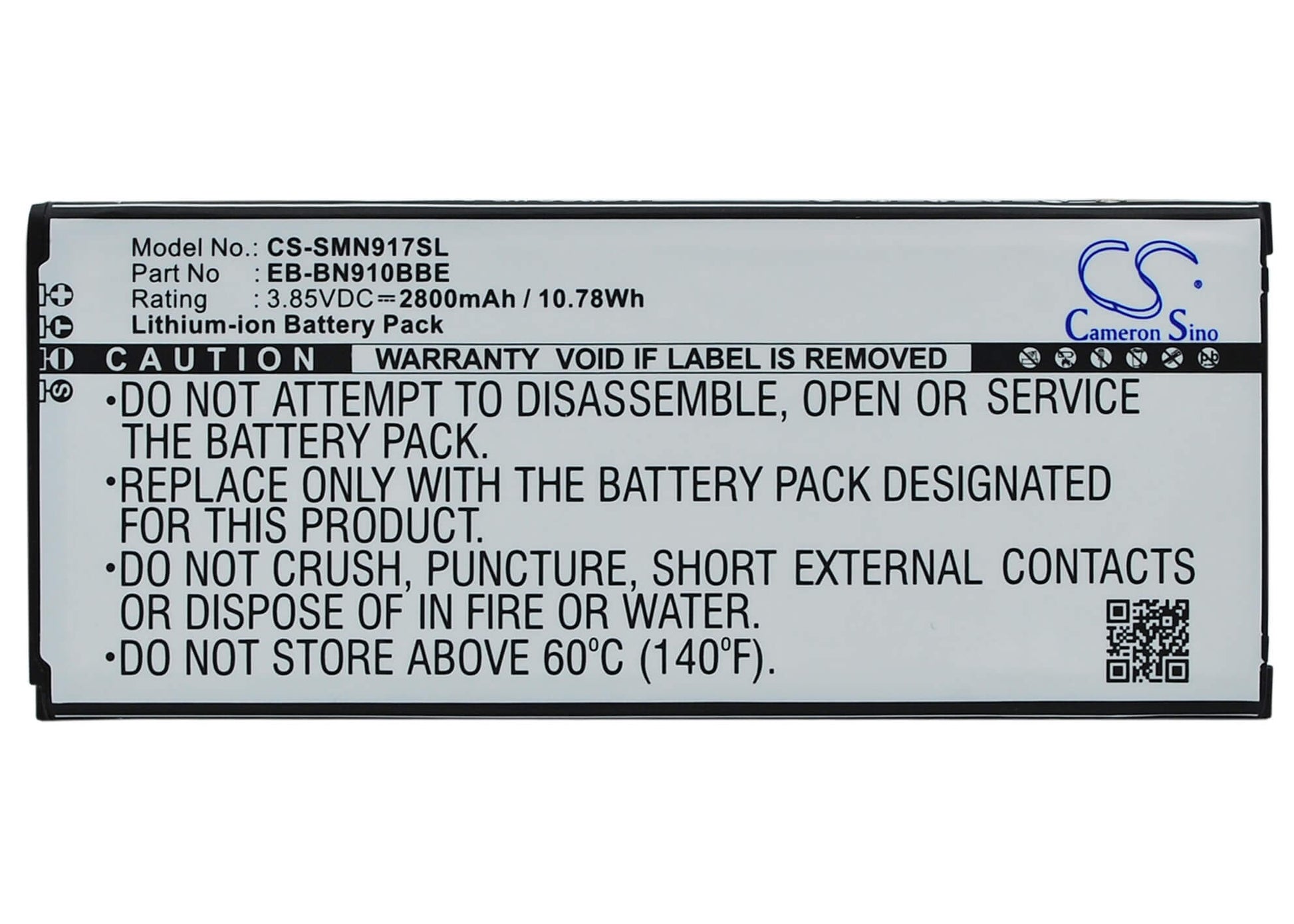 3.85V, 2800mAh, Li-ion Battery fits Samsung, Galaxy Note 4, Sm-n910a, 10.78Wh