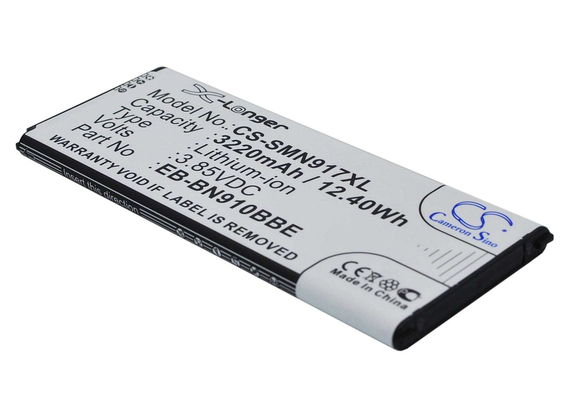 CS-SMN917XL, Mobile, Smartphone 3.85V, 3220mAh, Li-ion Battery fits Samsung, Galaxy Note 4, Sm-n910a, 12.397Wh